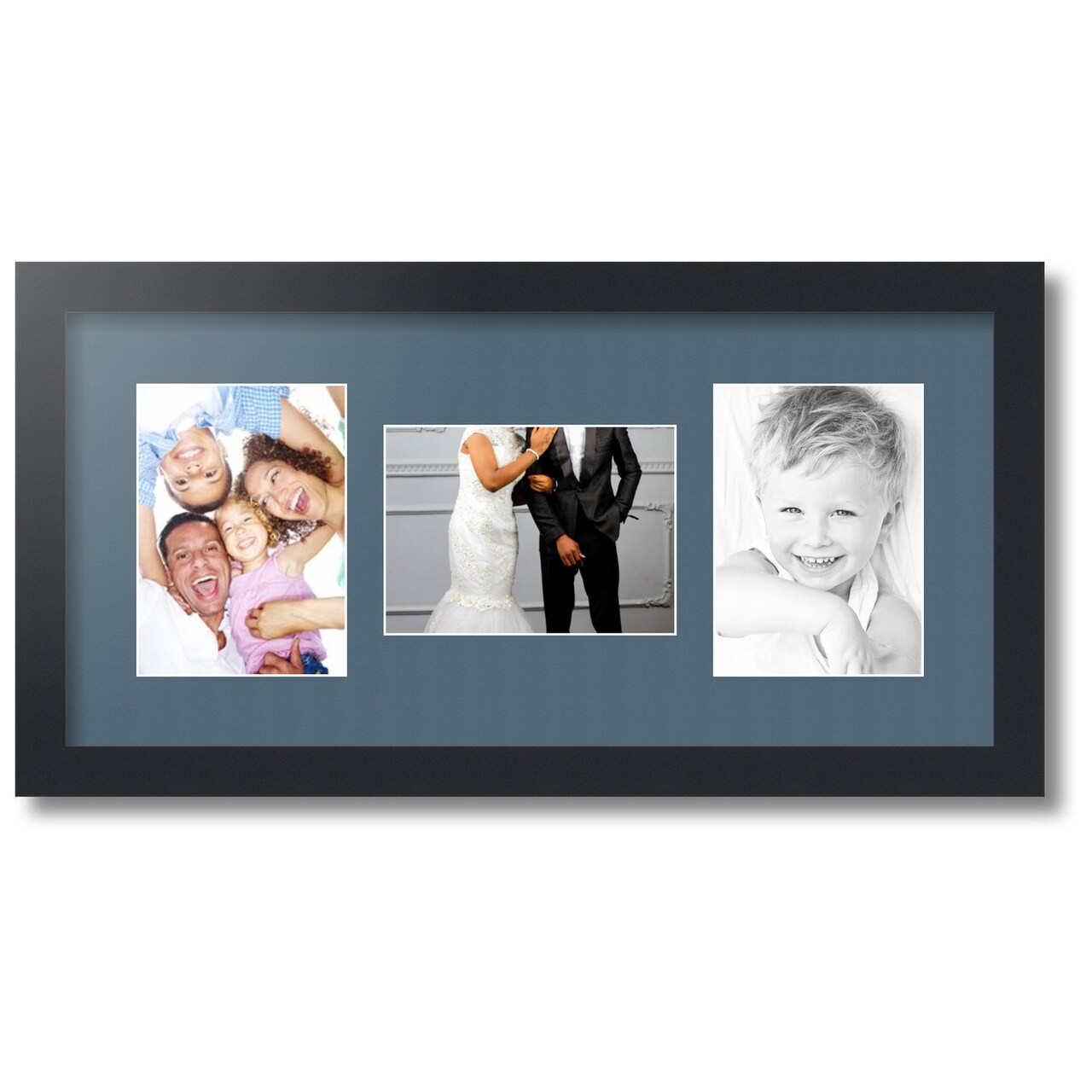 ArtToFrames Collage Photo Picture Frame with 3 - 5x7 inch Openings, Framed in Black with Over 62 Mat Color Options and Plexi Glass (CSM-3926-114)